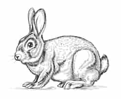 Free vector hand drawn  rabbit in engraving style. bunny and hare, vintage design sketch