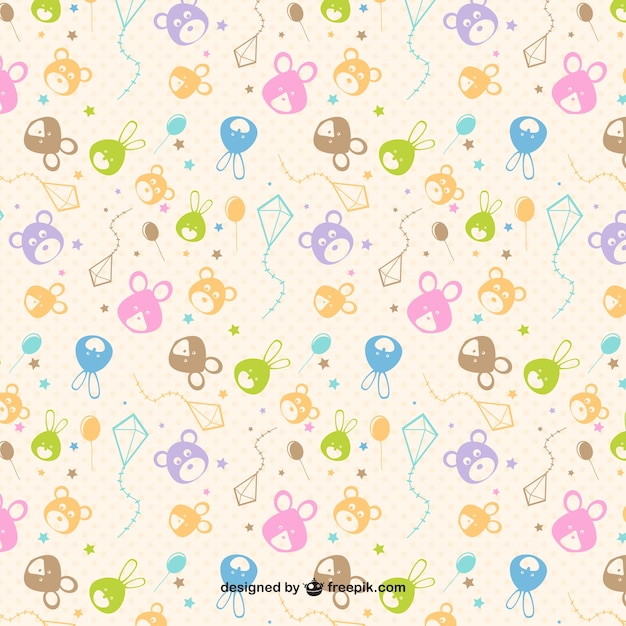 Free vector hand drawn rabbits and bears pattern