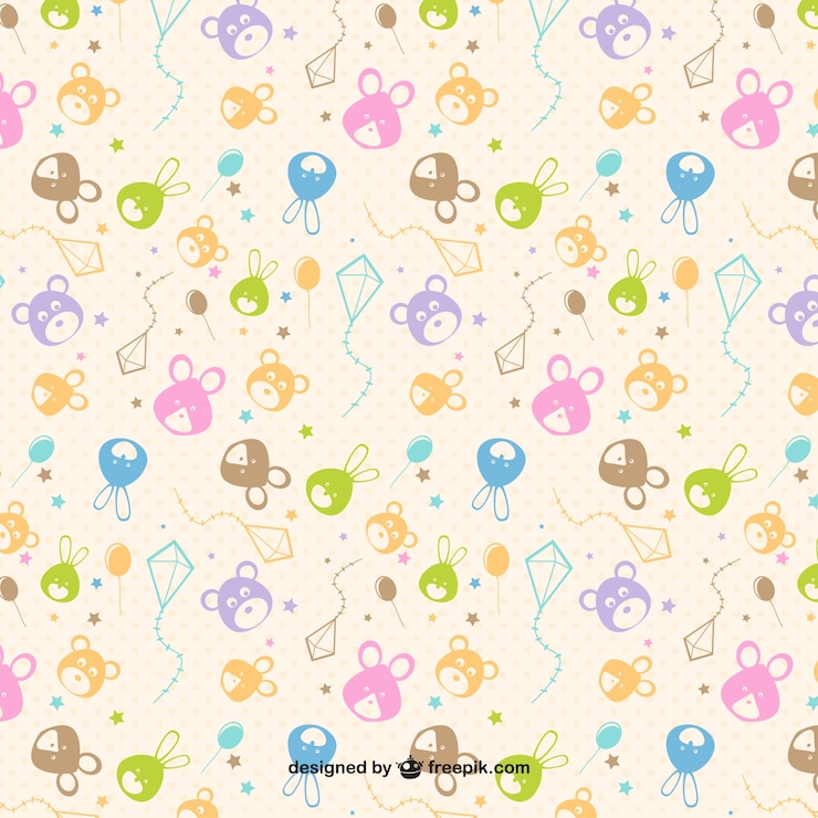 Free Vector hand drawn rabbits and bears pattern