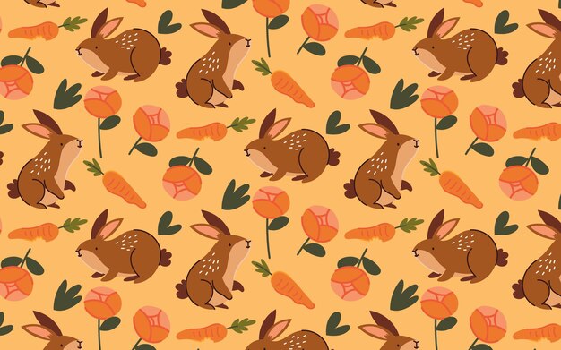 Hand drawn rabbits pattern