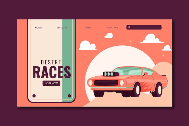 Free vector hand drawn racing contest landing page