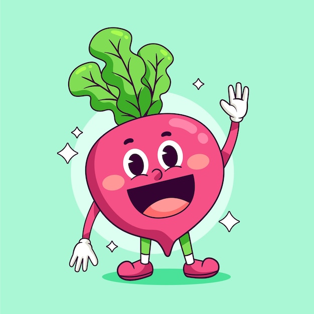 Free vector hand drawn radish cartoon illustration