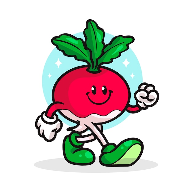 Free vector hand drawn radish cartoon illustration