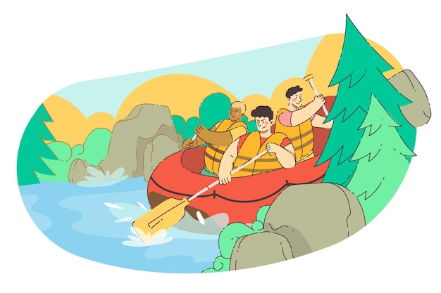 Illustratore di rafting disegnato a mano