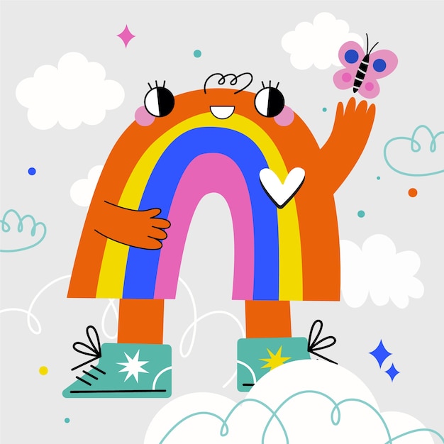 Free vector hand drawn rainbow concept