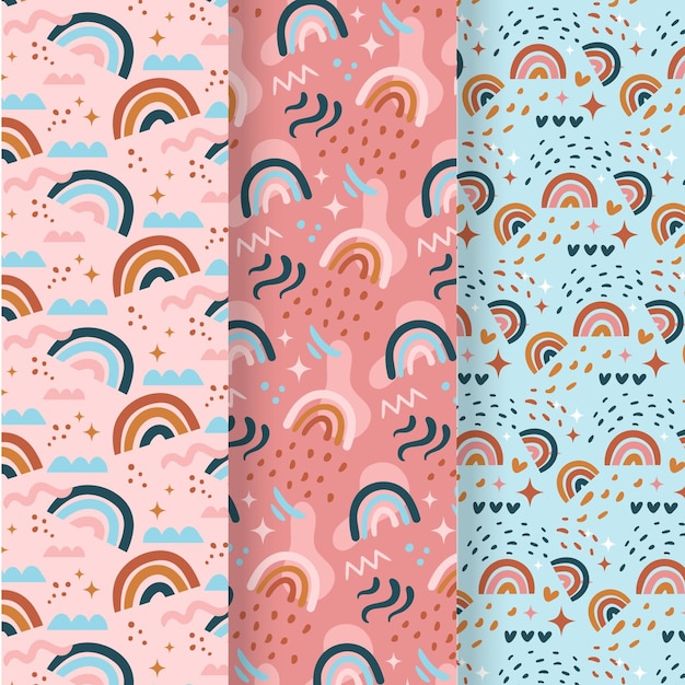 Free vector hand drawn rainbow pattern collection