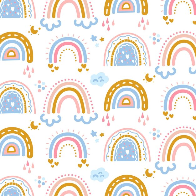 Download Free Vector | Hand drawn rainbow pattern design