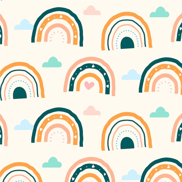 Free vector hand drawn rainbow pattern design