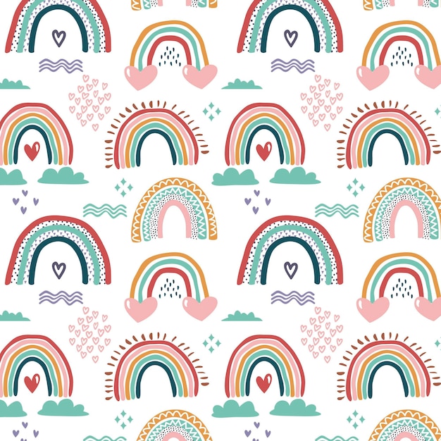 Free vector hand drawn rainbow pattern design