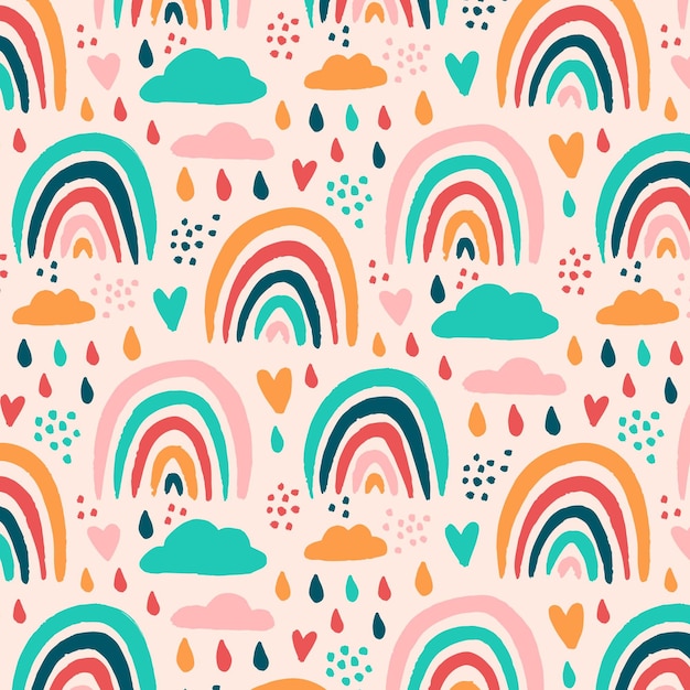 Free vector hand drawn rainbow pattern design