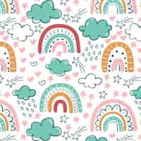 Free vector hand drawn rainbow pattern design