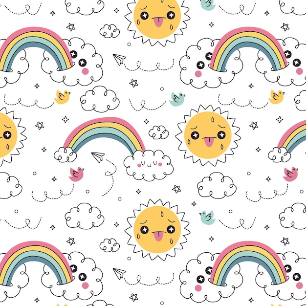 Hand drawn rainbow pattern design