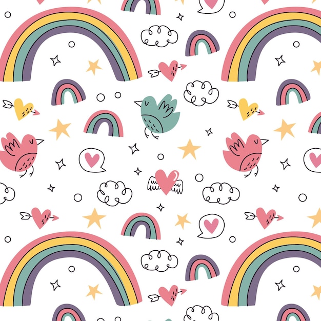 Hand drawn rainbow pattern design