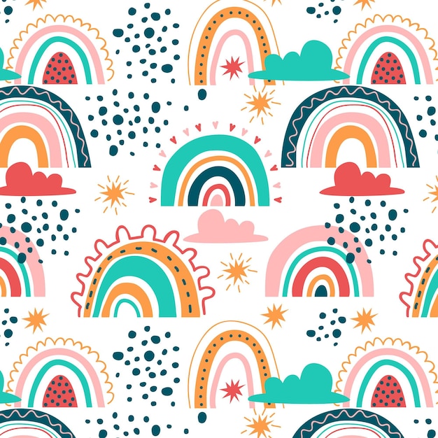 Hand drawn rainbow pattern design