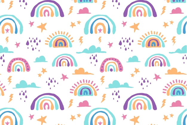 Download Free Vector | Hand drawn rainbow pattern design