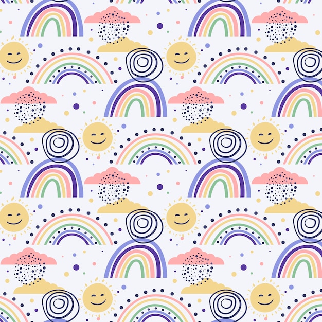 Free vector hand drawn rainbow pattern design