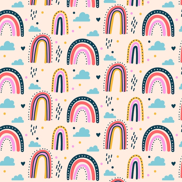 Free vector hand drawn rainbow pattern design