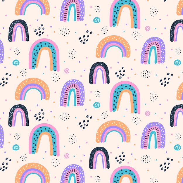 Hand drawn rainbow pattern design