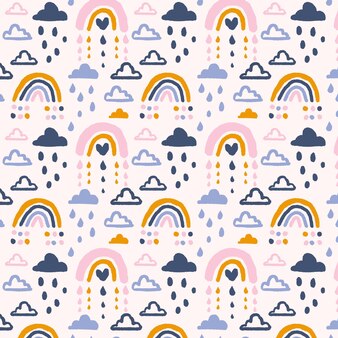 Download Free Vector | Hand drawn rainbow pattern design