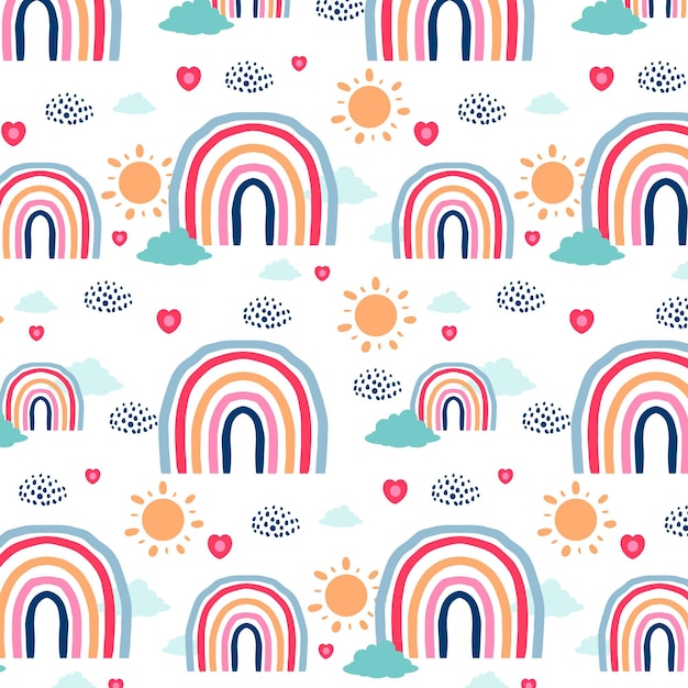 Free vector hand drawn rainbow pattern design