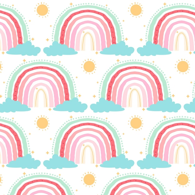 Free vector hand drawn rainbow pattern design