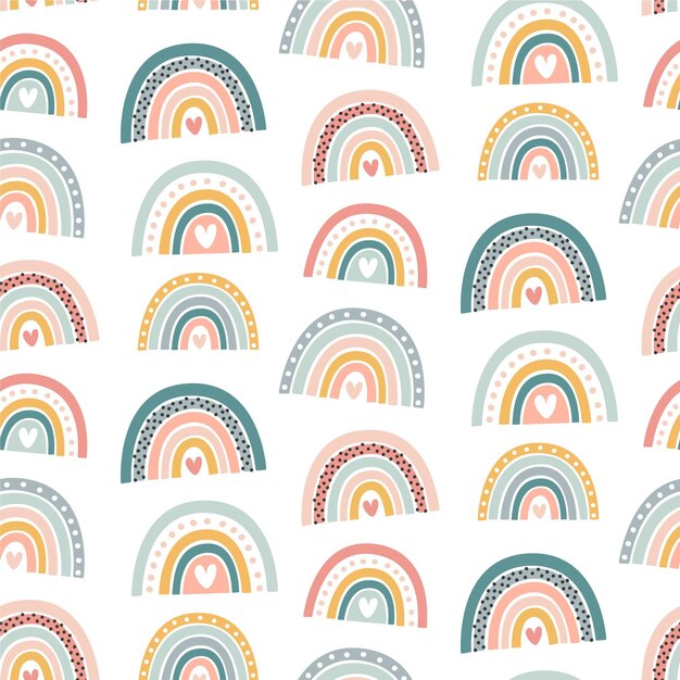 手描きの虹のパターンデザイン