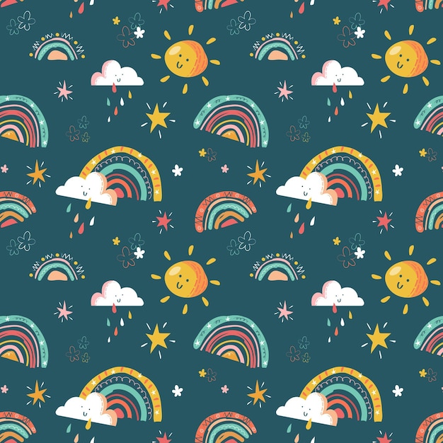 Hand drawn rainbow pattern design