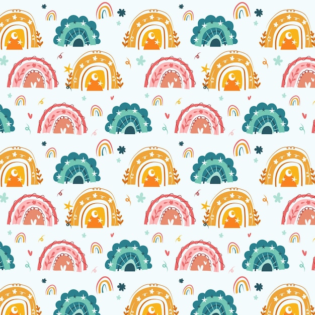 Free vector hand drawn rainbow pattern design