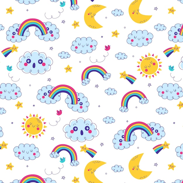 Free vector hand drawn rainbow pattern design