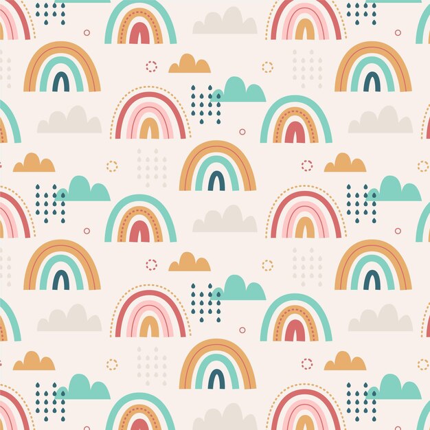 手描きの虹のパターンデザイン