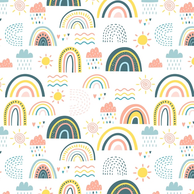 Hand drawn rainbow pattern design