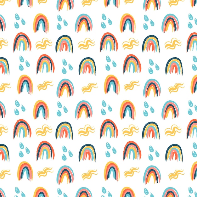 Hand drawn rainbow pattern design