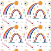 Бесплатное векторное изображение Ручной обращается дизайн радуги