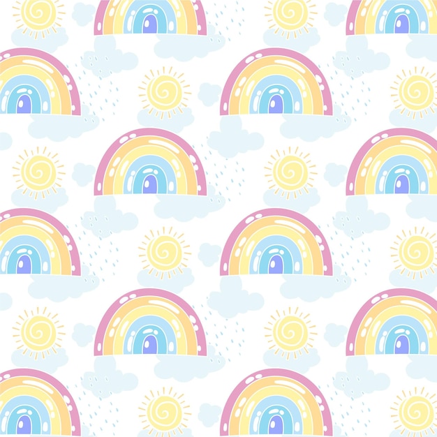 Free vector hand drawn rainbow pattern design