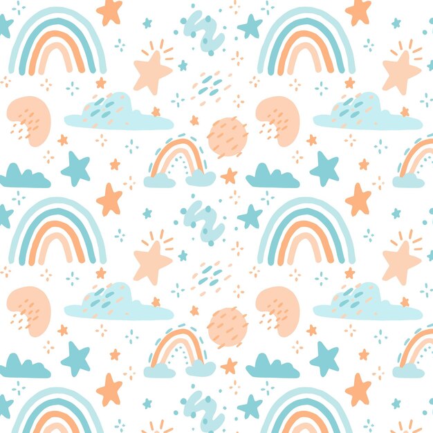 Hand drawn rainbow pattern design