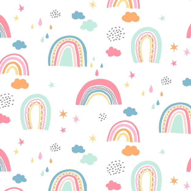 Hand drawn rainbow pattern design