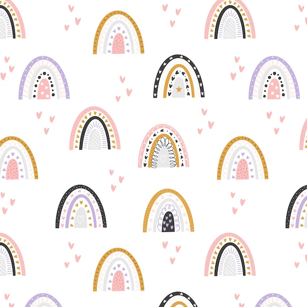 Hand drawn rainbow pattern design