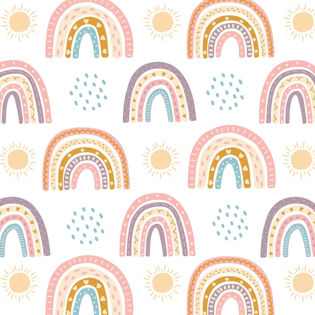 Hand drawn rainbow pattern design