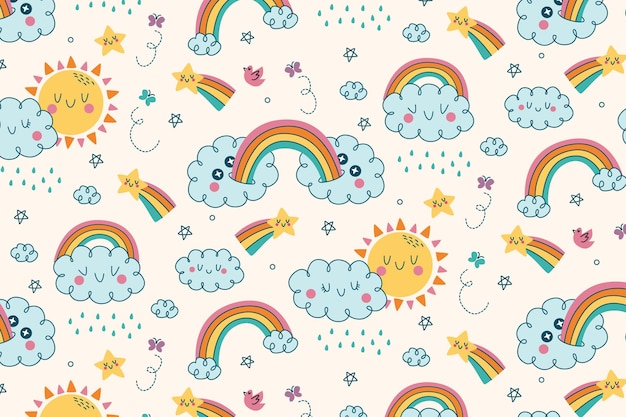 Free vector hand drawn rainbow pattern design