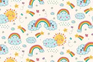 Free vector hand drawn rainbow pattern design