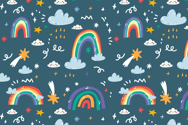 Hand drawn rainbow pattern design