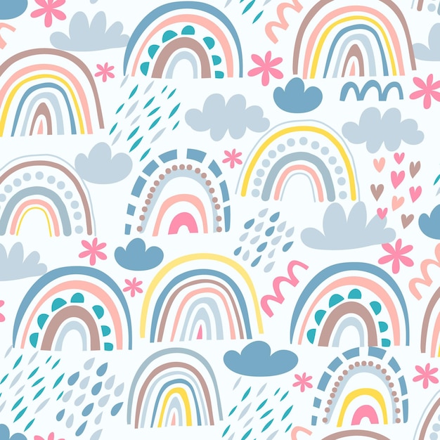 Hand drawn rainbow pattern design