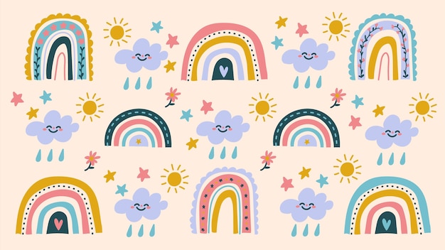 Free vector hand drawn rainbow pattern design