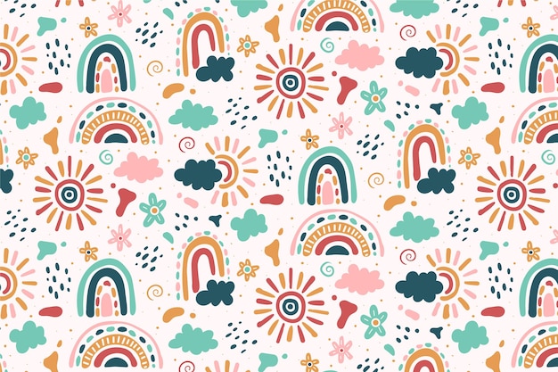 Free vector hand drawn rainbow pattern design