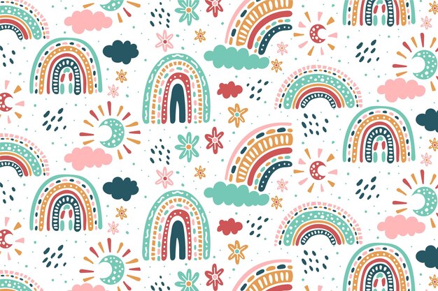 Hand drawn rainbow pattern design