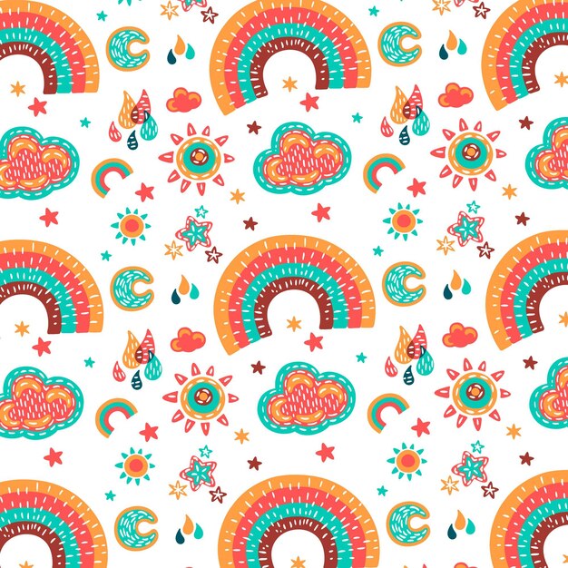 Free vector hand drawn rainbow pattern design