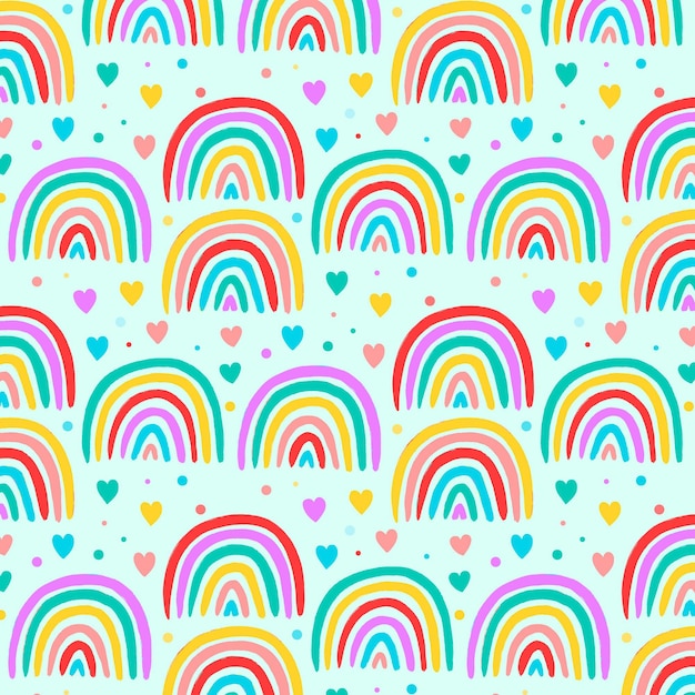 Hand drawn rainbow pattern design