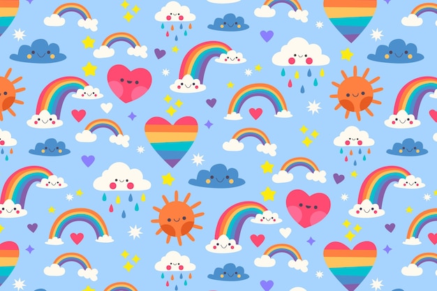 Hand drawn rainbow pattern design