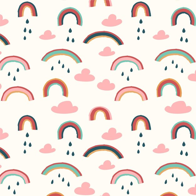 Hand drawn rainbow pattern design