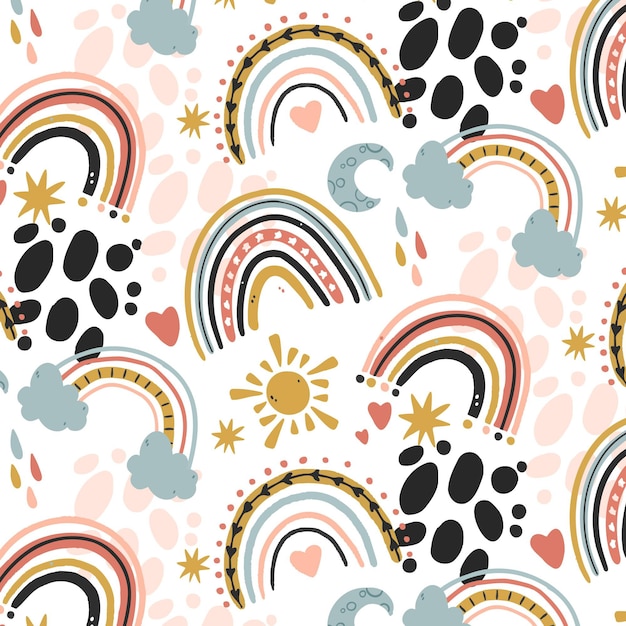 Free vector hand drawn rainbow pattern design